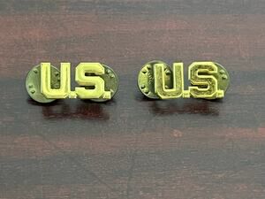 VTG US Army Brass U.S. Collar Insignia Pins Lot of 2 Military Uniform